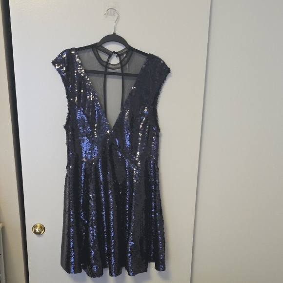 Free People Dresses & Skirts - Free People Sequin Mini Dress in Sparkling Blue